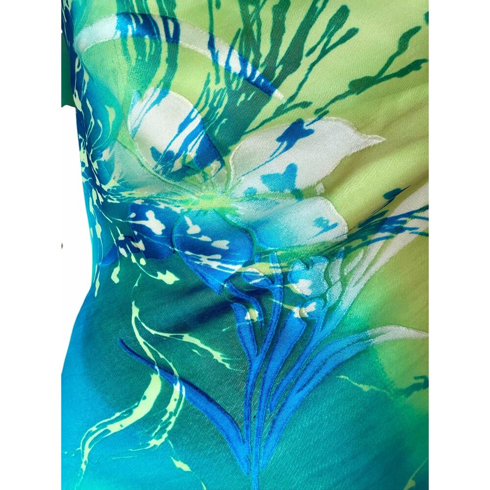 Cache Women's Size 12 Halter Dress Floral Watercolor Asymmetrical Hem Y2K - Picture 6 of 13